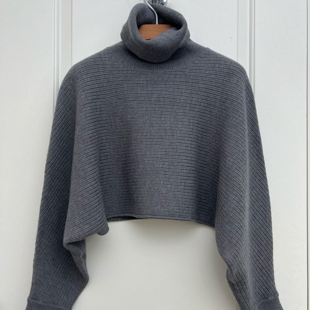 Aritzia Wilfred Free Womens Lolan Merino Wool Cropped Sweater is in XS gray
